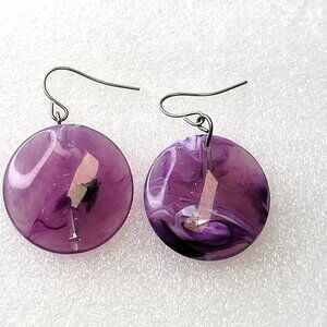 Purple Round Small Earrings